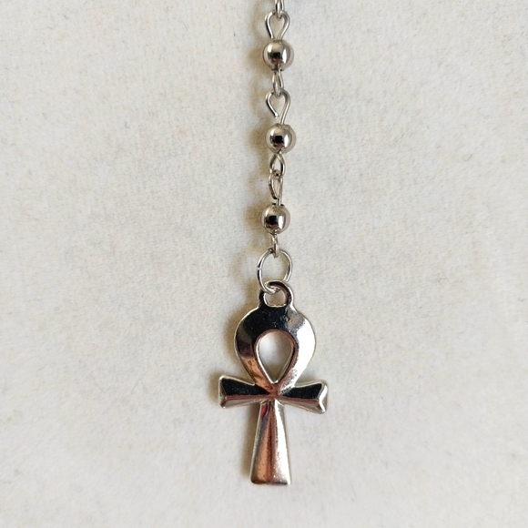 Handmade goth vampire rosary style silver necklace - Picture 3 of 6